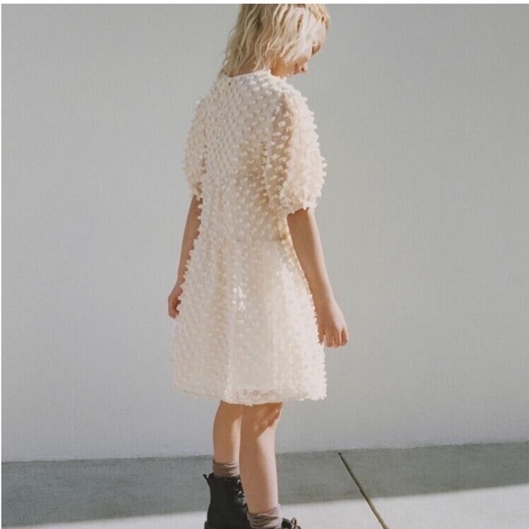 Zara Other - Zara Cream Flocked Tiered Dress for Girls